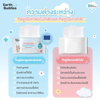 Earth Buddies ทิชชู่เปียก สูตรโพรไบโอติก ลดการระคายเคือง และลดการสะสมของเชื้อโรค ใช้ได้ตั้งแต่แรกเกิด