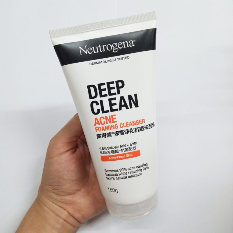 โฟมล้างหน้า นูโทรจีนา 150 ก. นูโทรจีน่า ดีพ คลีน แอคเน่ โฟมมิง คลีนเซอร์ Neutrogena Deep Clean Acne Foaming Cleanser