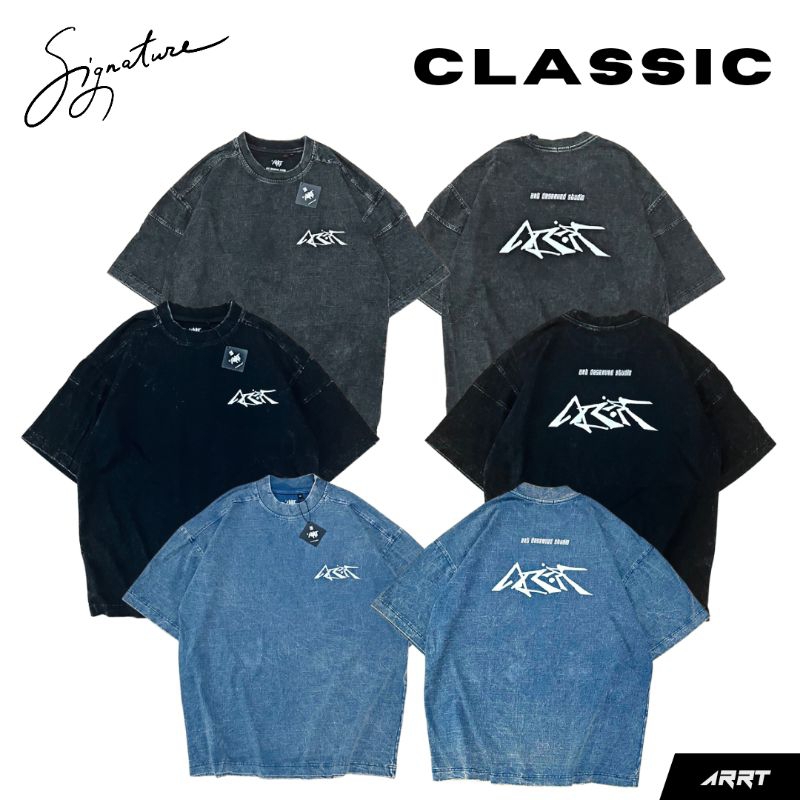 [ ARRT ] - เสื้อยืด Oversize ผ้าฟอก ลาย Classic Signature