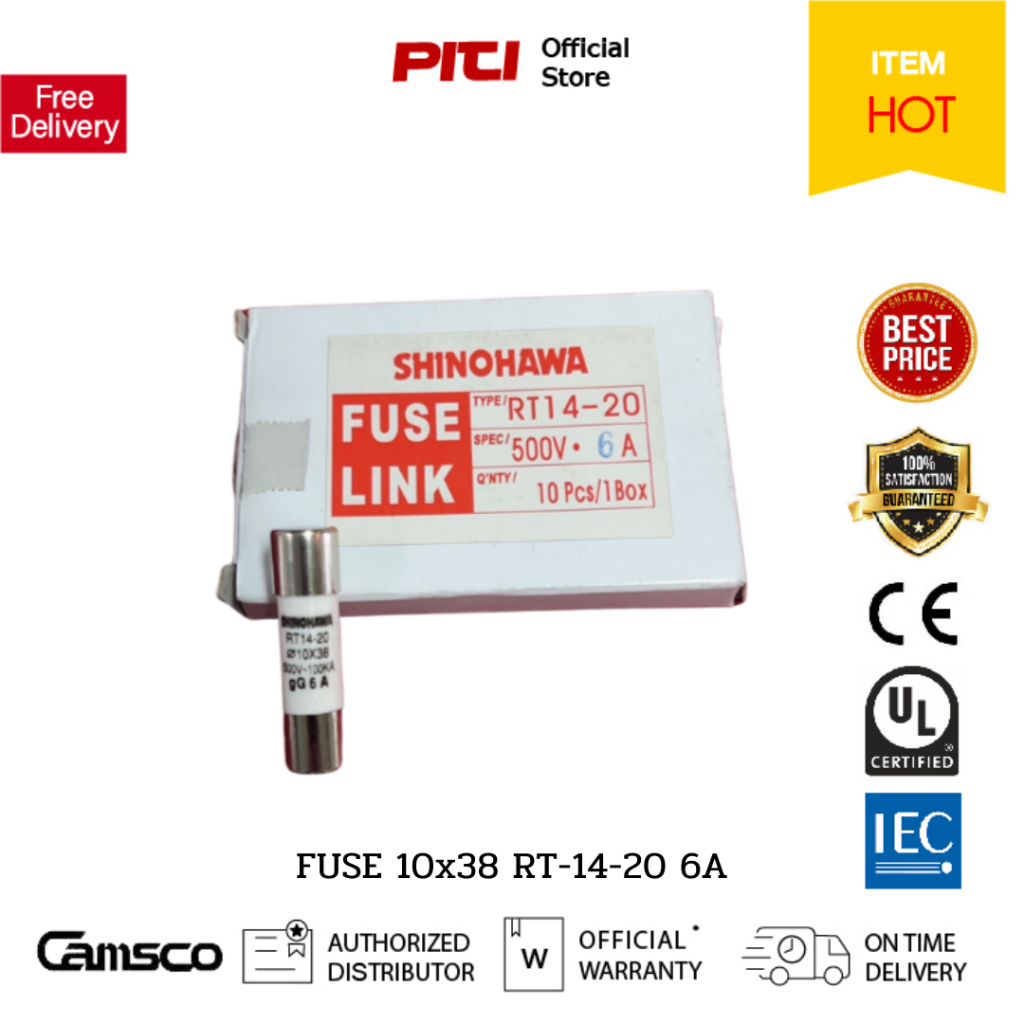 CAMSCO FUSE 10x38 RT-14-20 6A. (สินค้าเก่า)