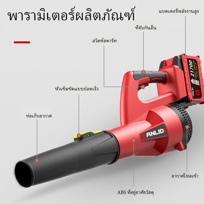 🔥จัดส่งที่รวดเร็ว🔥 CANLIDI พลังงานสูง มอเตอร์ไร้แปรงถ่าน เครื่องเป่าลม เป่าลมไร้สาย รุ่น CIBL-300 MT-21V - รูปที่ 7