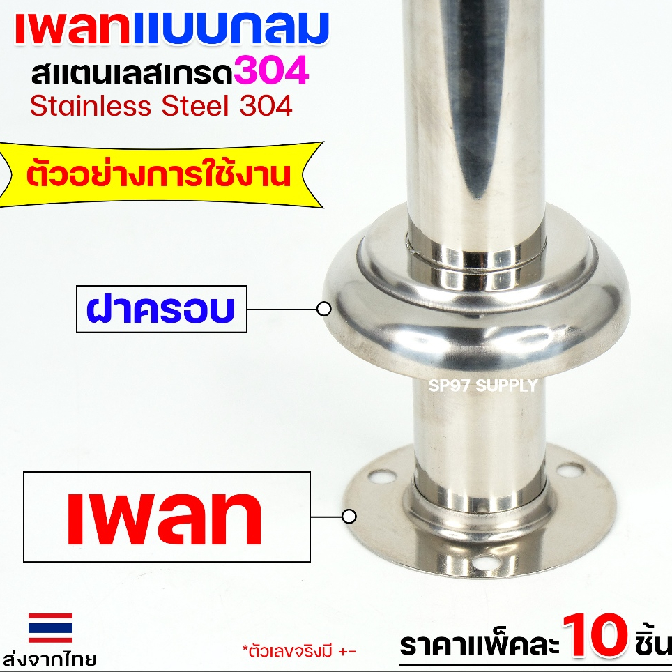 (แพค10ชิ้น) เพลทกลม เพลทสแตนเลส แป้นเพลท แป้นยึด ขนาด 1/2"- 3" สแตนเลส เกรด 304 (เลือกได้จากตัวเลือกสินค้า)