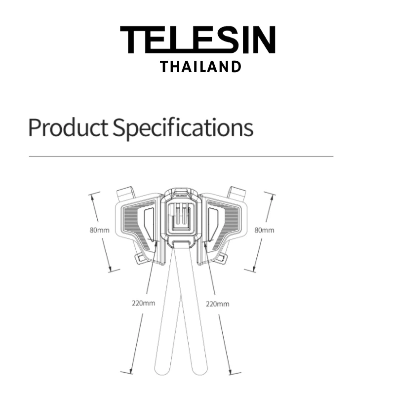 Telesin GoPro , DJI Action 6 / 5Pro / 4 / 3 , Insta360 ที่ยึดแอคชั่นแคม กับหมวกกันน็อค thumbnail 7