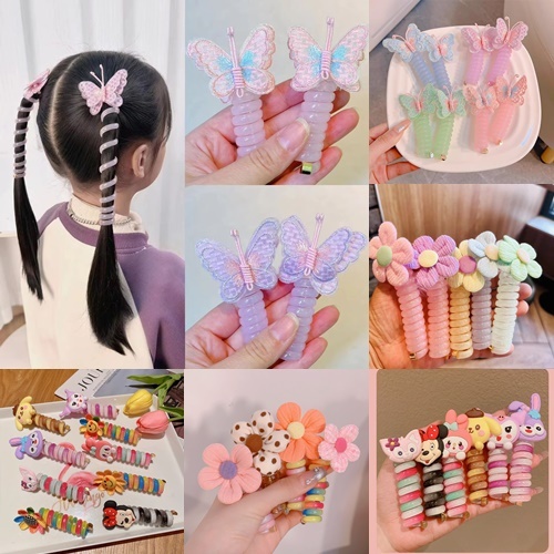 ยางรัดผมเด็ก แบบถัก รูปผีเสื้อ สีสดใส