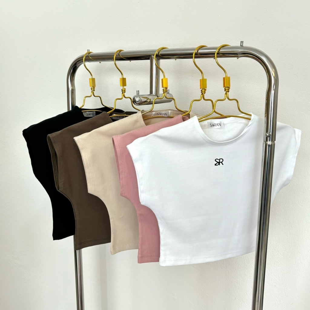 SR01 SARAN เสื้อครอป แขนล้ำ คอกลม