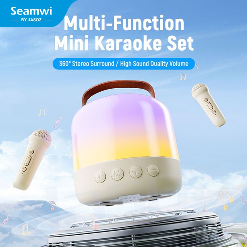 Seamwi ลำโพงบลูทูธ Microphone Karaoke ของแท้ ลำโพงบลูทูธแบบพกพา บลูทูธเวอร์ชั่นล่าสุด 5.3 speaker