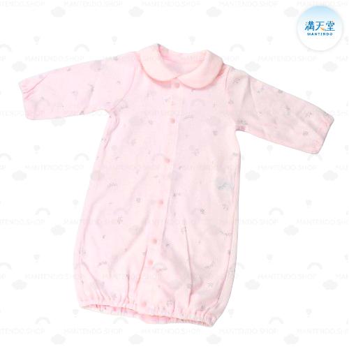 (พร้อมส่ง) ชุดหมีแขนยาวลายสีชมพู : ชุดเด็กแรกเกิด Romper ขนาด 50-60 CM แบรนด์ญี่ปุ่นแท้ Mantendo
