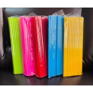 หลอดดูดน้ำ แบบยาว 24 cm สีเรียบ ไม่มีลาย พลาสติก หลอดน้ำ ขนาด 30 กรัม