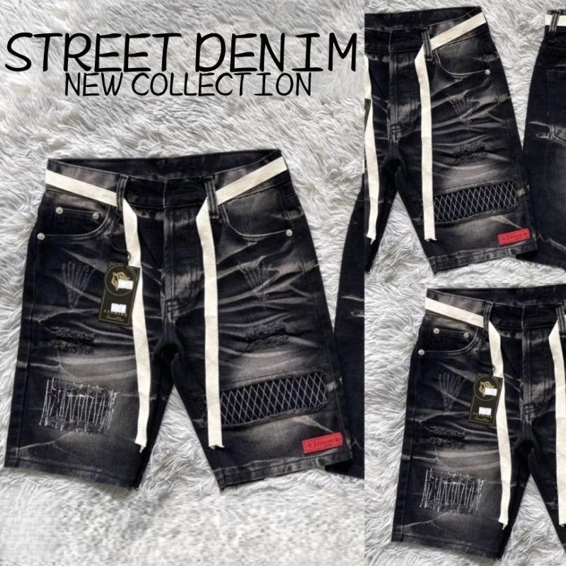 ยีนส์ดำขาสั้นแต่งตะข่าย New ใหม่ล่าสุดแถมเชือกฟรี พร้อมส่ง !!!
