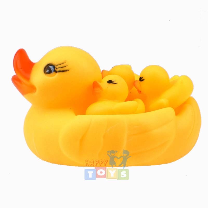 ชุดเป็ดมีเสียง ชุดของเล่นอาบน้ำ เป็ดอาบน้ำ ชุดเป็ด 4ชิ้น