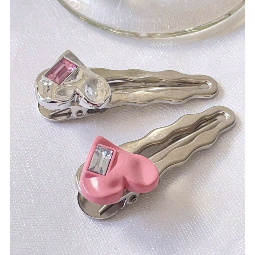 KYM.vibes - cutie pie hair clips กิ๊บติดผมลายหัวใจ (ราคาต่อคู่)