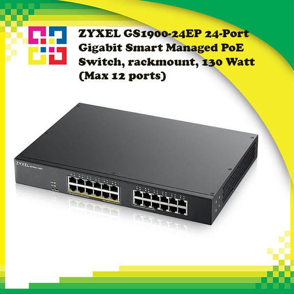ZYXEL GS1900-24EP 24-Port Gigabit Smart Managed PoE Switch, rackmount, 130 Watt