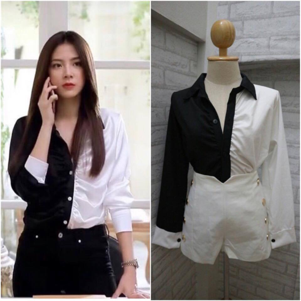 เสื้อเชิ้ตทูโทน ใส่ทำงานได้ มีสองไซส์ อก 32-38 กับ 40-44 นิ้ว สาวอวบใส่ได้