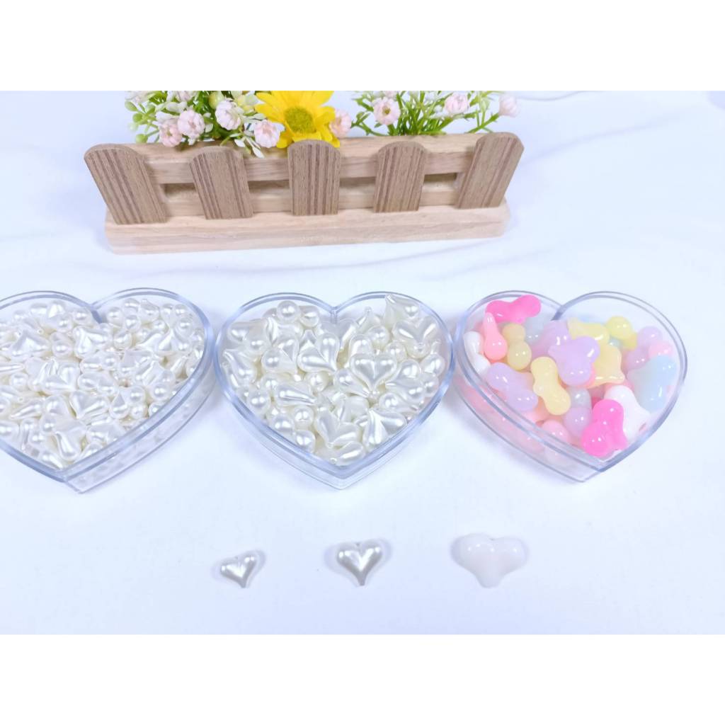 ลูกปัดทรงหัวใจ ลูกปัดใจฟู  ลูกปัดงาน DIY อุปกรณ์ทำสร้อย พวงกุญแจ
