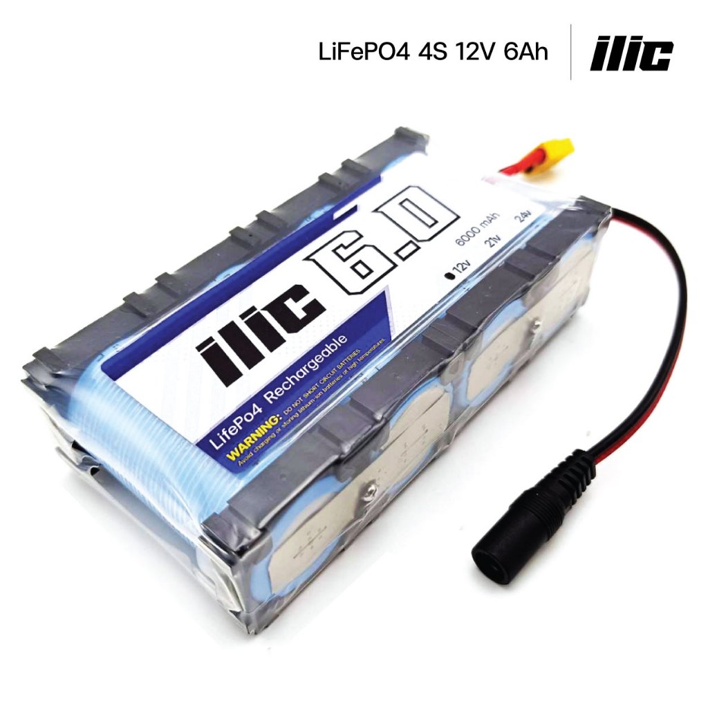 ilic แบตเตอรี่ลิเธียมฟอสเฟต LiFePO4 32650 4S 12V 6Ah ติดตั้ง BMS