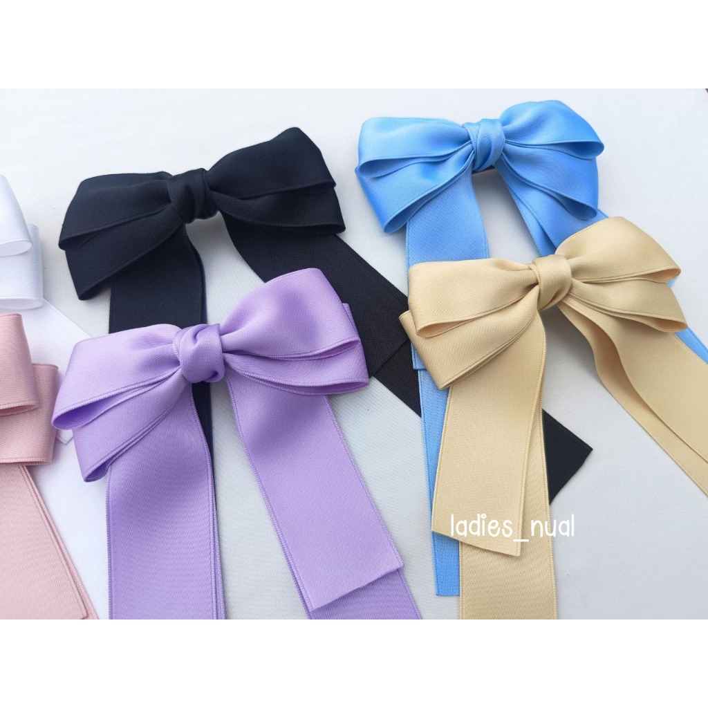 Ladies_nual【Ln08】โบว์ผ้าเกาหลี ผ้าดีสวยมากใส่ไปยาว ๆ