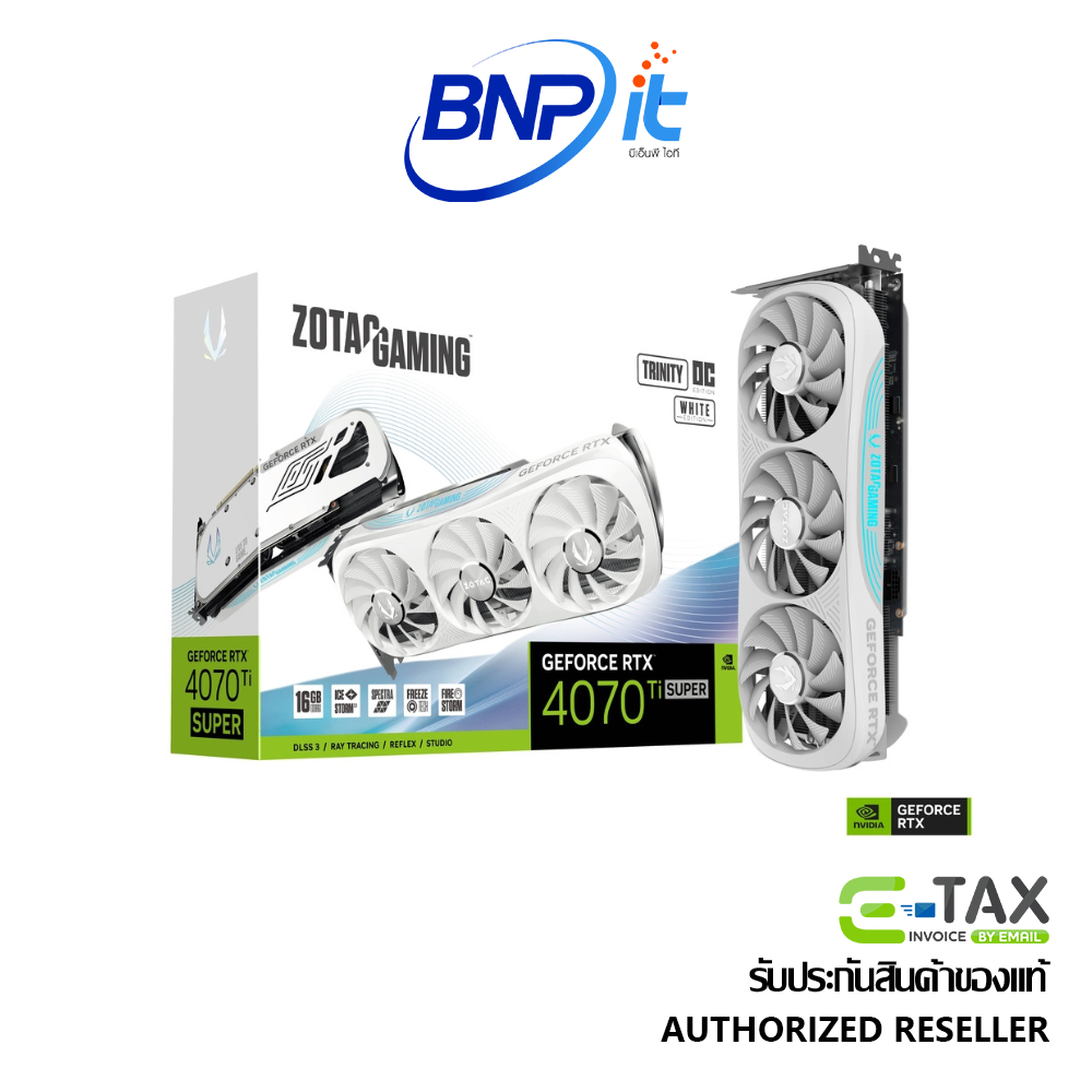 การ์ดจอ ZOTAC GAMING GeForce RTX 4070 Ti SUPER Trinity OC White Edition 16GB GDDR6X Model ZT-D40730Q