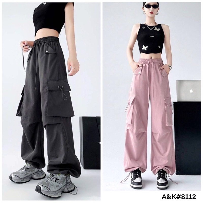 Gang_jeans#8112(A&K) กางเกงขายาวคาร์โก้ กระเป๋าพับข้าง