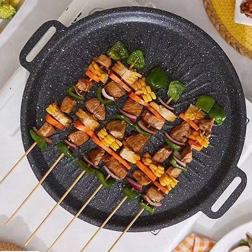 กระทะปิ้งย่าง ขอบยก ทรงย่างเนย แบบบาง เคลือบnon-stick 34cm