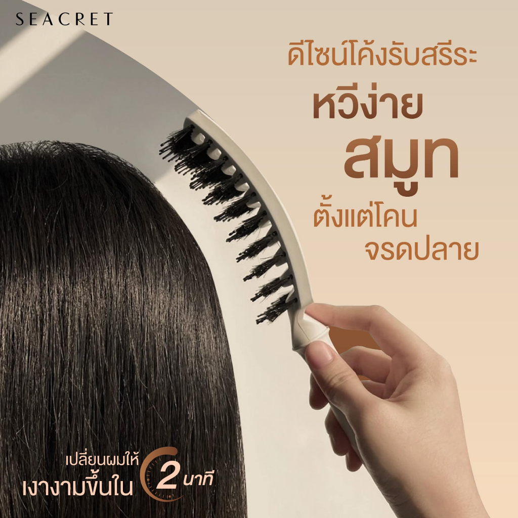 [เซตคู่สุดคุ้ม] SEACRET DUO HAIR BRUSH หวีแปรงผม หวีขนหมูป่า ขนาดปกติและขนาดพกพา นำเข้าจากเกาหลี - รูปที่ 4