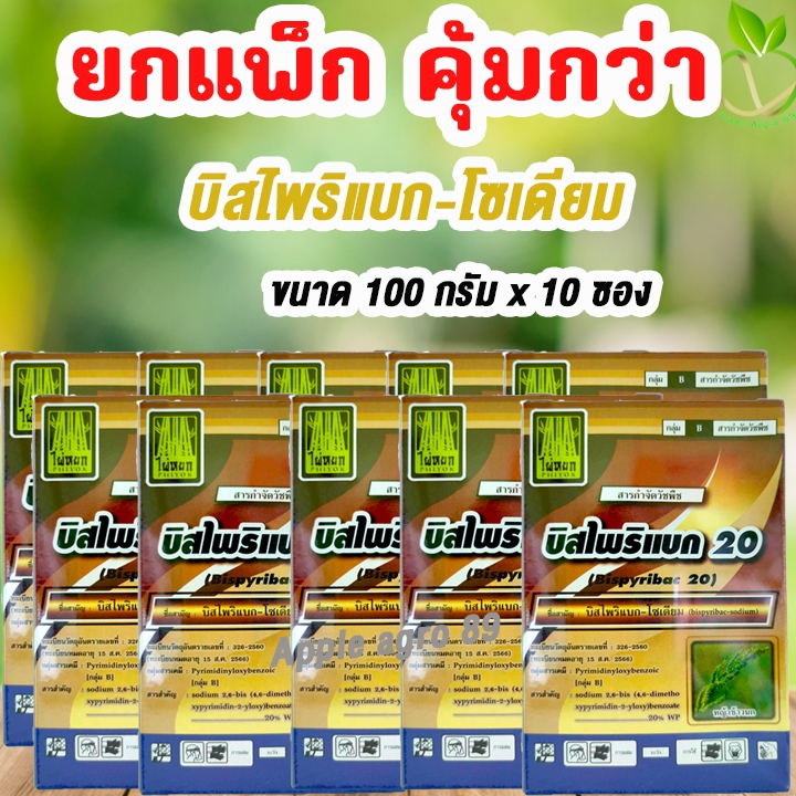 ยกแพ็ก คุ้มกว่า บิสไพริแบค - โซเดียม ขนาด 100 กรัม x 10 กล่อง สารกำจัดวัขพืช ทั้งใบแคบและใบกว้าง บิสไพริแบก
