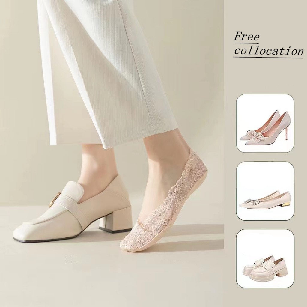 （8 color)ฤดูใบไม้ผลิ และฤดูร้อนถุงเท้าลูกไม้บางกับรองเท้ากันลื่น - รูปที่ 7