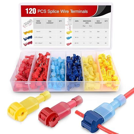 ตัวหนีบต่อสายไฟ DIY  ตัวต่อสายไฟ T-TAB ตัวเชื่อมสายไฟ  ยกกล่อง 120 ชิ้น