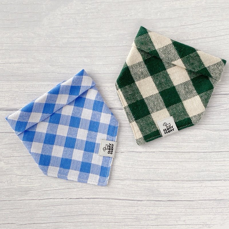 Tartan Collection: ผ้าพันคอหมาแมว ผ้าพันคอสัตว์เลี้ยง ลายตารางสีเขียว ผ้าแฟลนเนลนุ่มๆ