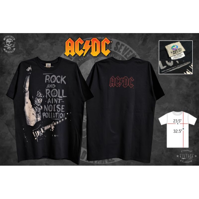 เสื้อวงแท้ AC⚡DC X Liquid​ Blue​ - Rock And Roll Ain't Noise Pollution 2003 T-Shirt​