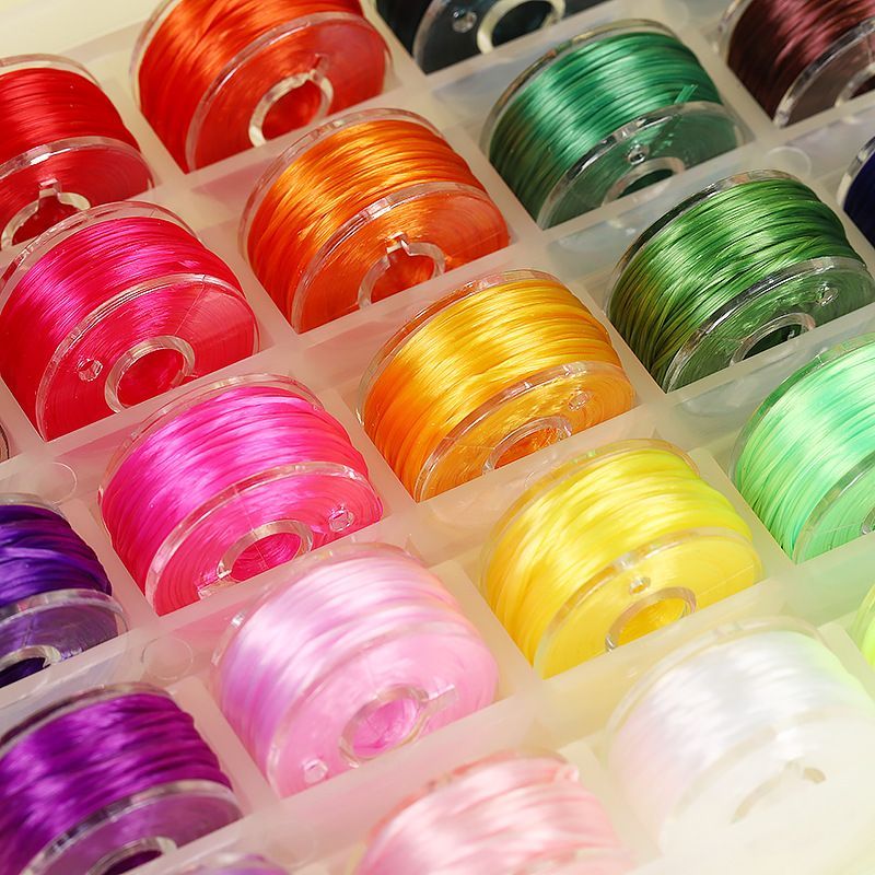 ไหมยืด ม้วนเล็ก 25 สี 25 ม้วน ยกเซท อุปกรณ์เสริมงานฝีมือ งาน DIY ใช้สำหรับทำ กำไลข้อมือ พวงกุญ สร้อยคอ