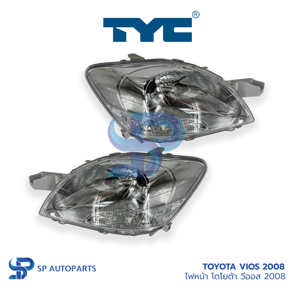 TOYOTA Vios 2007-2012 White ไฟหน้า โตโยต้า วีออส ปี 07-12 โคมขาว โคมดำ [TYC]