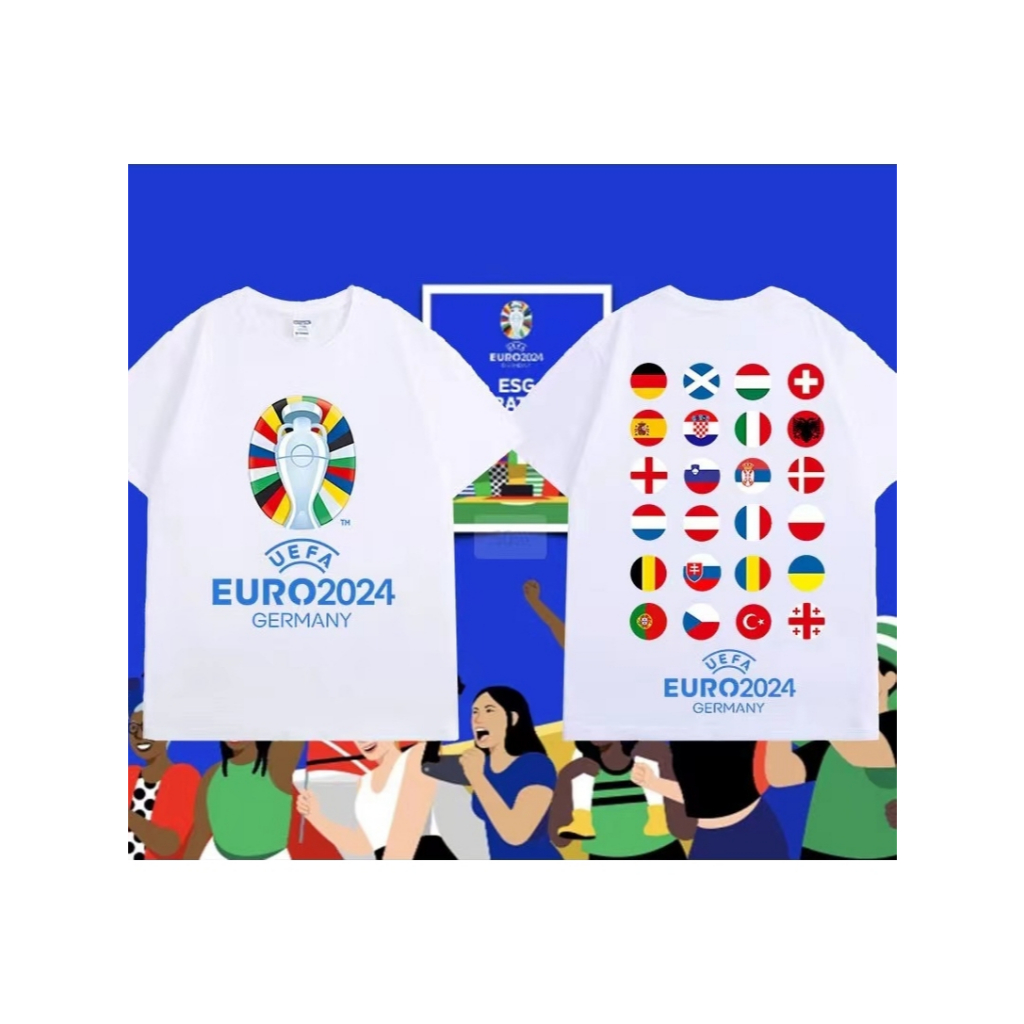 สไตล์ใหม่ 2024 uefa european football championship พิมพ์ผ้าฝ้าย การแข่งขันฟุตบอลยูโร แบบ Unisex S-5X