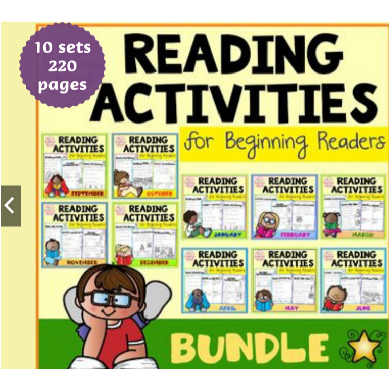 แบบฝึกหัด Worksheet Reading Activities for Beginning Readers Bundle แบบฝึกภาษาอังกฤษ