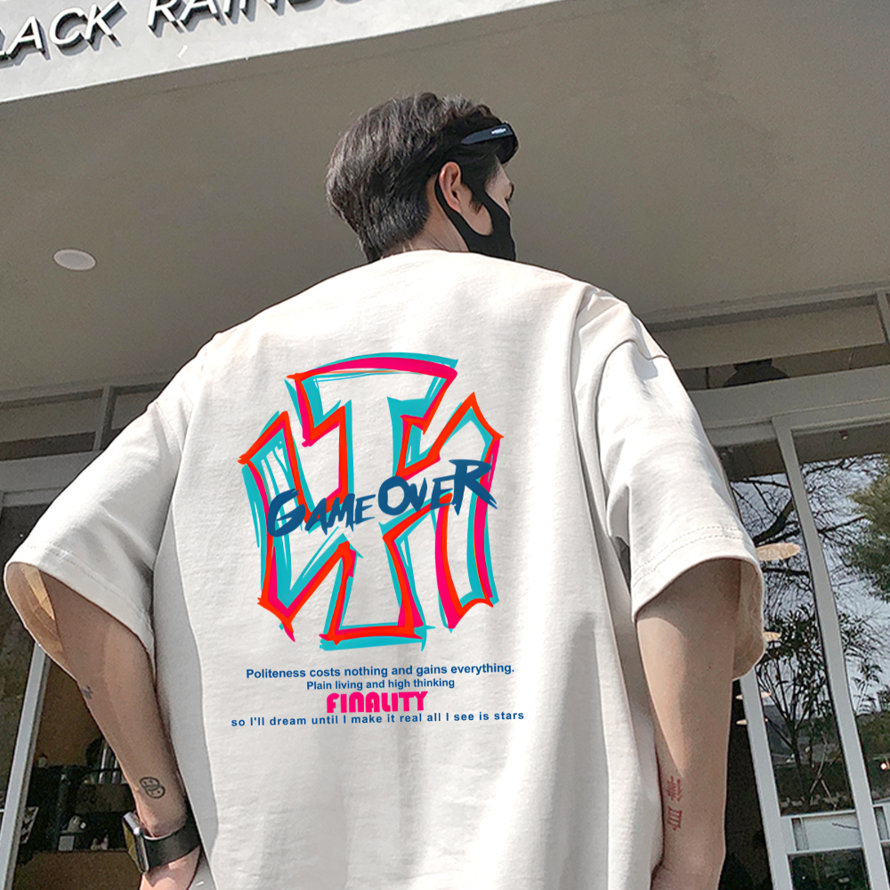 You-T [ส่งจากไทย]🚀เสื้อยืด oversize ผ้าcotton 100% เสื้อยืด ผู้ชายและผู้หญิง 2สี S-4XL ลาย GAME OVER