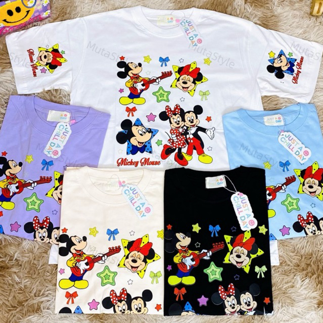 ◡̈ เสื้อป้ายJust ลายมินนี่และมิกกี้ /อก44”