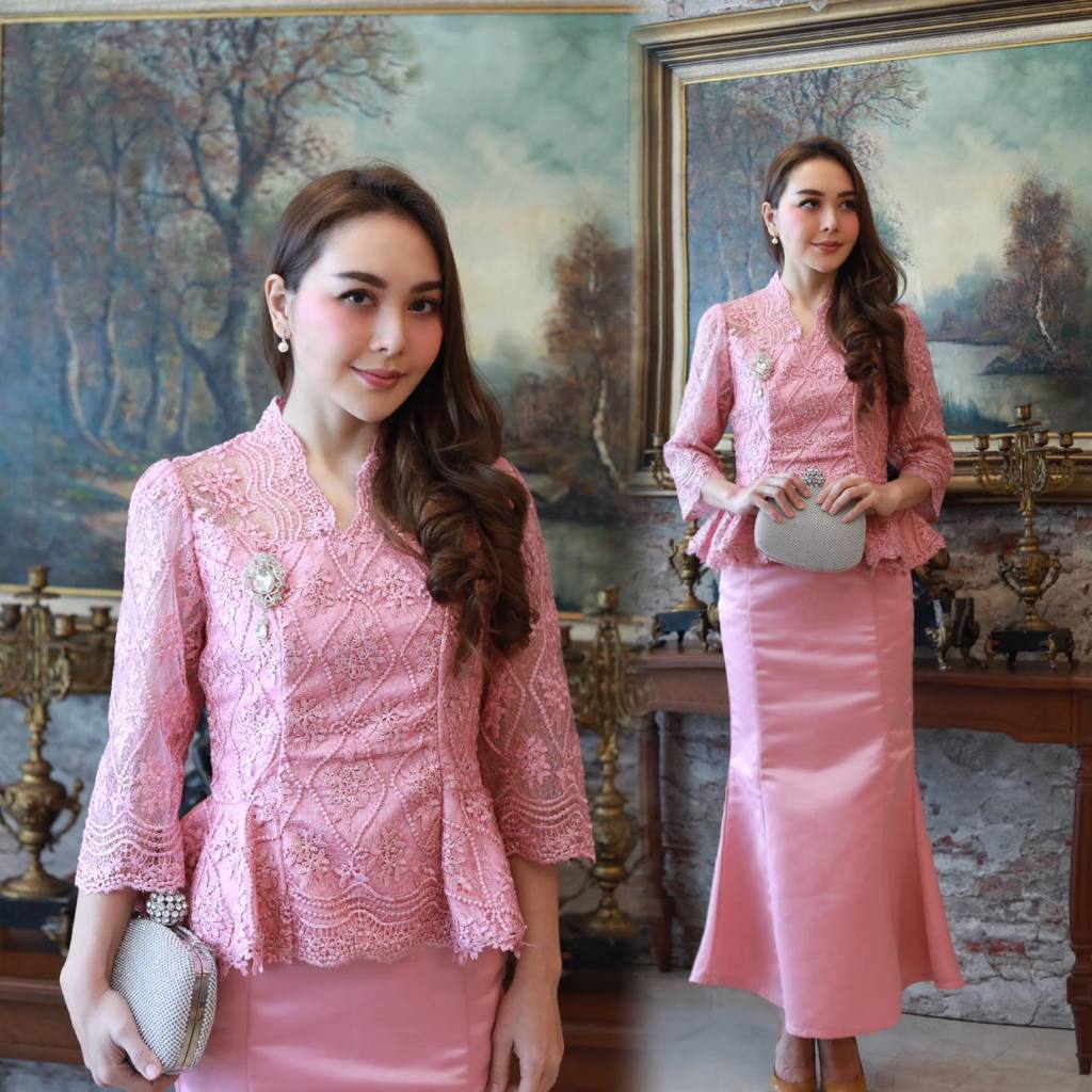 GBK ชุดลูกไม้ ชุดแม่เจ้าภาพ ชุดออกงาน มี4สี รหัส 1001-2