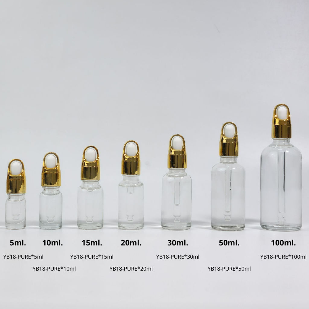 ขวดแก้วพร้อมดรอปเปอร์(ฝาระฆังทอง)ขนาด 5ml 10ml 15ml 20ml 30ml 50ml 100mlหัวบีบหยด ใส่เซรั่ม เอสเซ้นต์ ขวดแบ่ง ภาชนะ