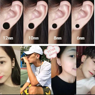 1pcsต่างหู ตุ้มหู จิว ต่างหูผู้ชาย Black Gothic Barbell Earring Fashion Round Plain Men Stud Earring Jewelry - 1 ข้าง