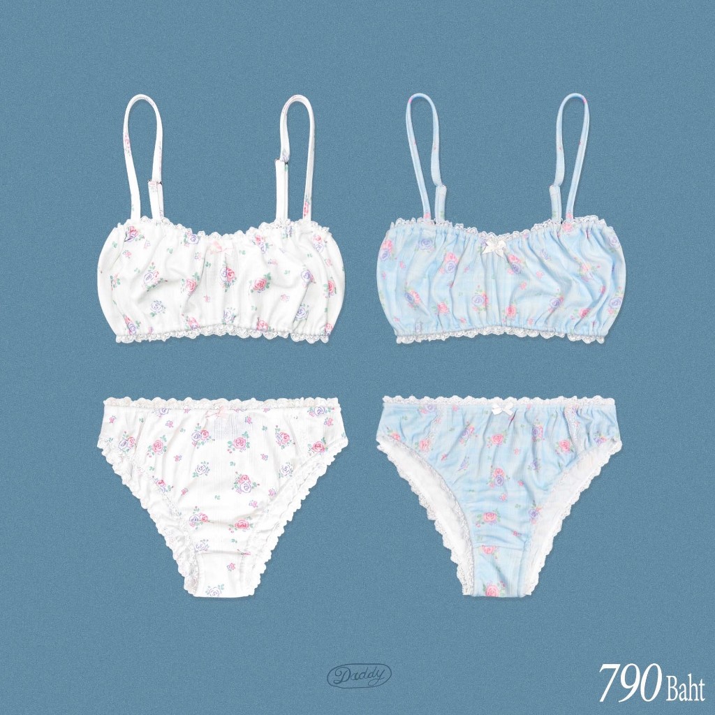 DADDY | Trixie Bra & Trixie Underwear Set ชุดชั้นใน ลายดอกกุหลาบ 2 สี สุดน่ารัก