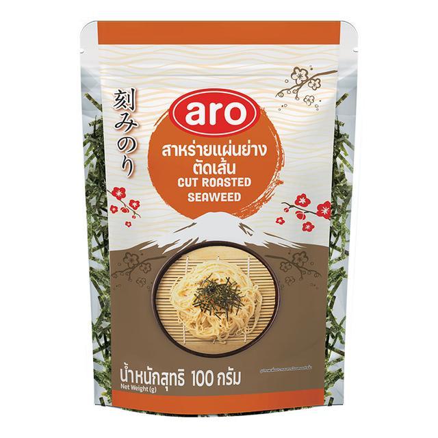 เอโร่ สาหร่ายแผ่นย่างตัดเส้น 100 กรัม / aro Cut Roasted Seaweed 100 g.