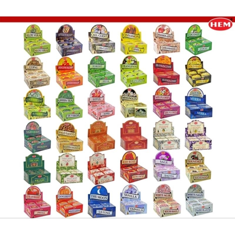 HEM Premium Incense Cones_กำยาน HEM ถวายเทพ นำเข้าจากอินเดีย??  เกรด พรีเมี่ยม กลิ่นหอมที่สุด(1กล่อง × 12 แพ็ค)