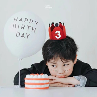 หมวกตัวเลข คาดผมตัวเลข หมวกวันเกิดสีแดงเลือดหมู ปาร์ตี้วันเก…