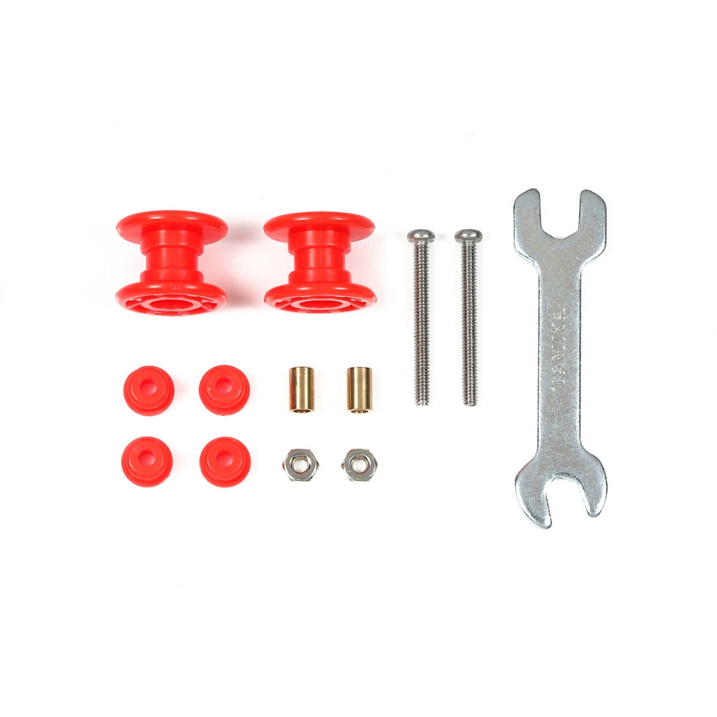 TAMIYA 95662 JR LF PLASTIC DOUBLE ROLLERS Low Friction (Red 13-13Mm) โรแดง
