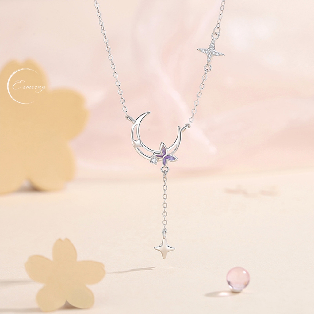 ส่งฟรี! Luna Necklace สร้อยเงินแท้ Esmeray พระจันทร์ ผีเสื้อ สวย น่ารัก ของขวัญ