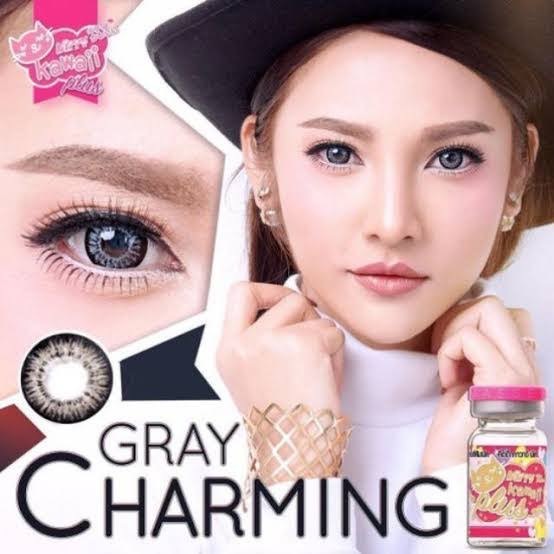 ลดราคา Charming Gray ตาโต สีเทา Kitty Kawaii ขอบดำ บิ๊กอาย Bigeyes คอนแทคเลนส์ Contact lens โทนแบ๊ว