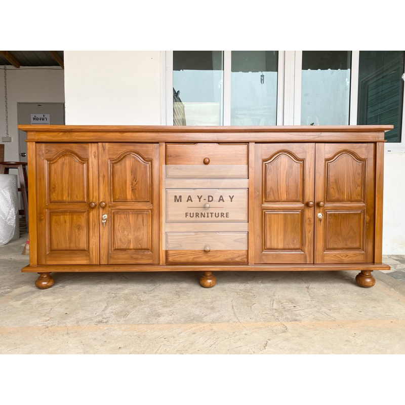 ส่งฟรี! ตู้เคาน์เตอร์ ไม้สัก 100% เก็บของได้เยอะสุดๆ