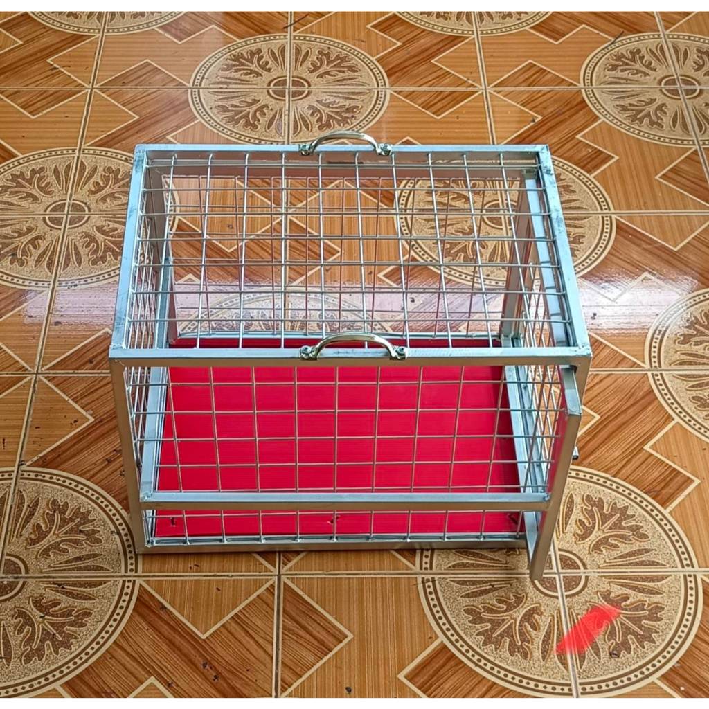 กรงฉีดยาแมว กรงพยาบาลแมว และสัตว์อื่นๆกรงนี้จะมีหูจับเพื่อความสะดวกในการยก และจะปูพื้นเหยียบให้ด้วยเพื่อกันขาแมวตกช่อง - รูปที่ 6