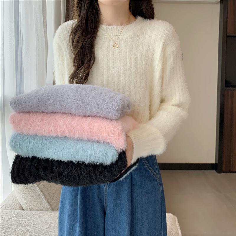 perbit_grace.2110 เสื้อกันหนาว ผ้าถัก ทรงหลวม แฟชั่นฤดูหนาว สําหรับผู้หญิง