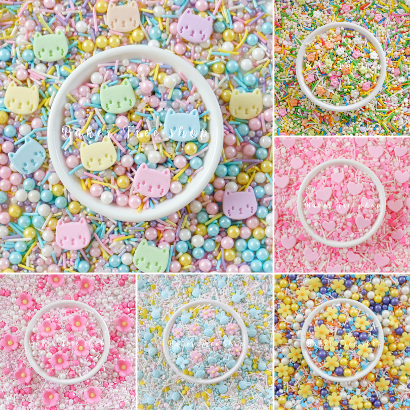 เม็ดน้ำตาลสปริงเคิล รหัส N สีสวย ทานได้ ขนาด 25/50/100 กรัม น้ำตาลแต่งเค้ก เม็ดมุกแต่งเค้ก Sugar sprinkles