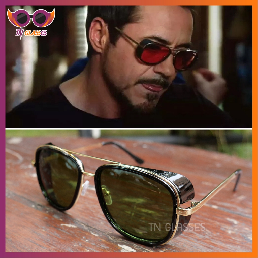 TN Glasses แว่นTony Stark แว่น ironman แว่นกันแดดทรงวินเทจ